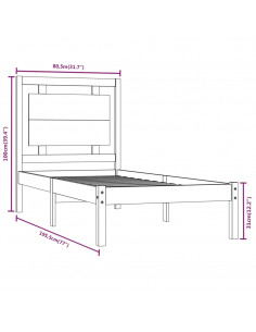 Giroletto in Legno Massello Nero 75x190 cm Small Single