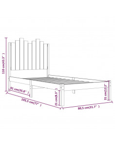 Giroletto in Legno Massello Nero 75x190 cm Small Single