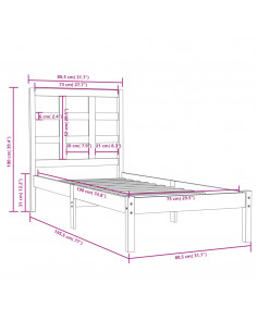 Giroletto in Legno Massello Nero 75x190 cm Small Single