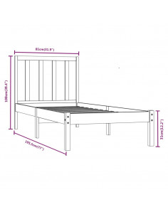 Giroletto in Legno Massello Nero 75x190 cm Small Single