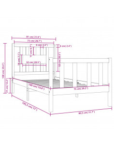 Giroletto in Legno Massello Nero 75x190 cm Small Single
