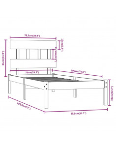 Giroletto in Legno Massello Nero 75x190 cm Small Single