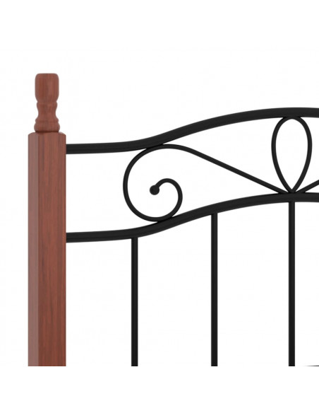 Giroletto in Metallo Nero e Legno Massello di Rovere 90x200 cm