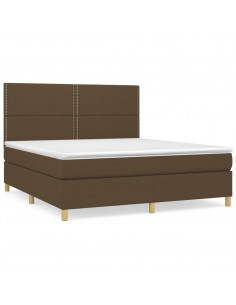 Giroletto a Molle con Materasso Marrone Scuro 180x200cm Tessuto 2