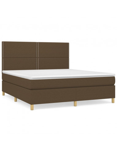 Giroletto a Molle con Materasso Marrone Scuro 180x200cm Tessuto