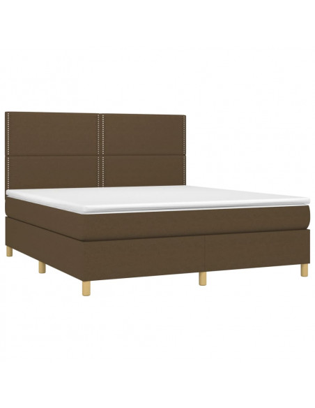 Giroletto a Molle con Materasso Marrone Scuro 180x200cm Tessuto