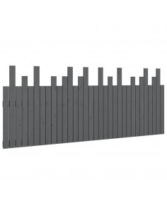 Testiera da Parete Grigia 204x3x80 cm in Legno Massello di Pino 2