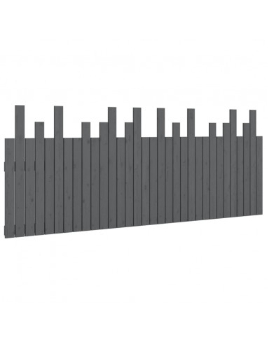 Testiera da Parete Grigia 204x3x80 cm in Legno Massello di Pino