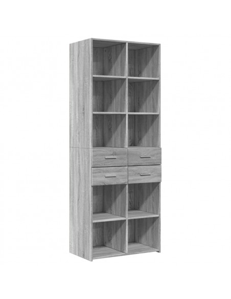 Credenza Grigio Sonoma 70x42,5x185 cm in Legno Multistrato