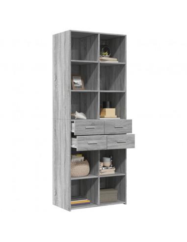 Credenza Grigio Sonoma 70x42,5x185 cm in Legno Multistrato