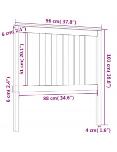 Testiera per Letto Grigia 96x6x101 cm in Legno Massello di Pino