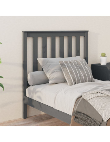 Testiera per Letto Grigia 96x6x101 cm in Legno Massello di Pino
