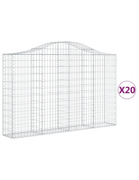 Cesti Gabbioni ad Arco 20 pz 200x30x120/140 cm Ferro Zincato