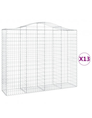 Cesti Gabbioni ad Arco 13 pz 200x50x160/180 cm Ferro Zincato