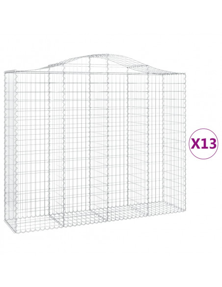 Cesti Gabbioni ad Arco 13 pz 200x50x160/180 cm Ferro Zincato