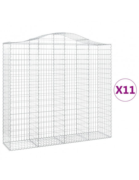 Cesti Gabbioni ad Arco 11 pz 200x50x180/200 cm Ferro Zincato