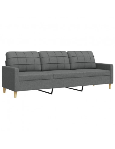 Divano a 3 Posti Grigio Scuro 210 cm in Tessuto