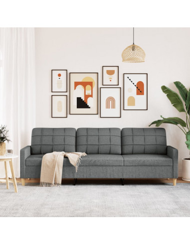 Divano a 3 Posti Grigio Scuro 210 cm in Tessuto