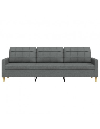 Divano a 3 Posti Grigio Scuro 210 cm in Tessuto