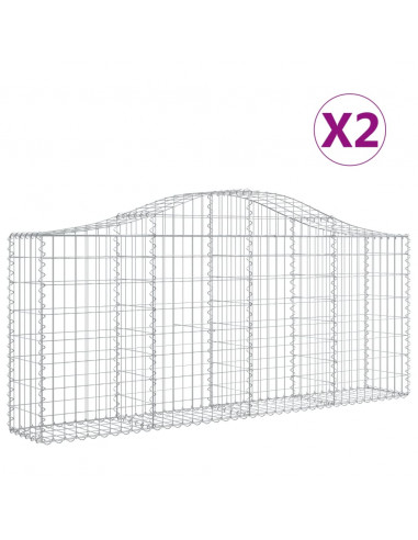 Cesti Gabbioni ad Arco 2 pz 200x30x80/100 cm Ferro Zincato