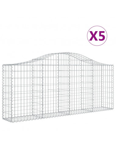 Cesti Gabbioni ad Arco 5 pz 200x30x80/100 cm Ferro Zincato