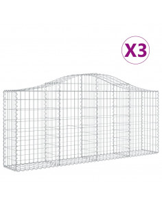 Cesti Gabbioni ad Arco 3 pz 200x30x80/100 cm Ferro Zincato 2