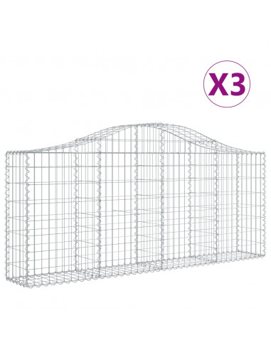 Cesti Gabbioni ad Arco 3 pz 200x30x80/100 cm Ferro Zincato