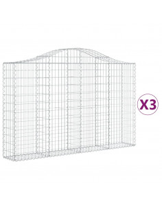 Cesti Gabbioni ad Arco 3 pz 200x30x120/140 cm Ferro Zincato 2