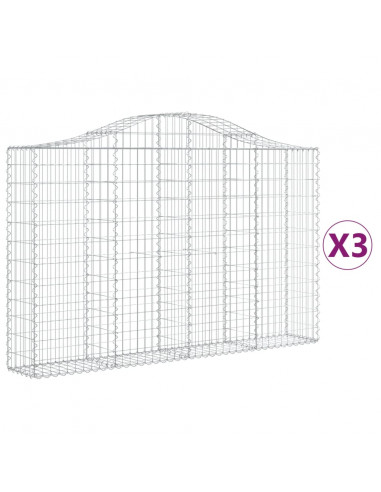 Cesti Gabbioni ad Arco 3 pz 200x30x120/140 cm Ferro Zincato