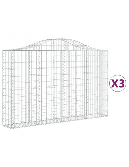 Cesti Gabbioni ad Arco 3 pz 200x30x120/140 cm Ferro Zincato