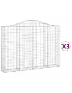 Cesti Gabbioni ad Arco 3 pz 200x30x140/160 cm Ferro Zincato 2