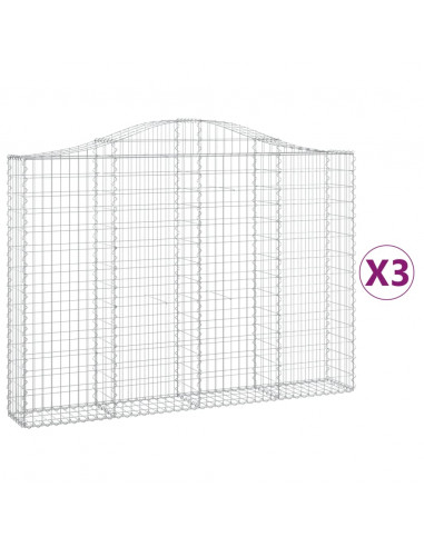 Cesti Gabbioni ad Arco 3 pz 200x30x140/160 cm Ferro Zincato