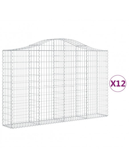 Cesti Gabbioni ad Arco 12 pz 200x30x120/140 cm Ferro Zincato