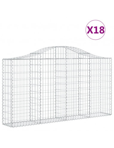 Cesti Gabbioni ad Arco 18 pz 200x30x100/120 cm Ferro Zincato