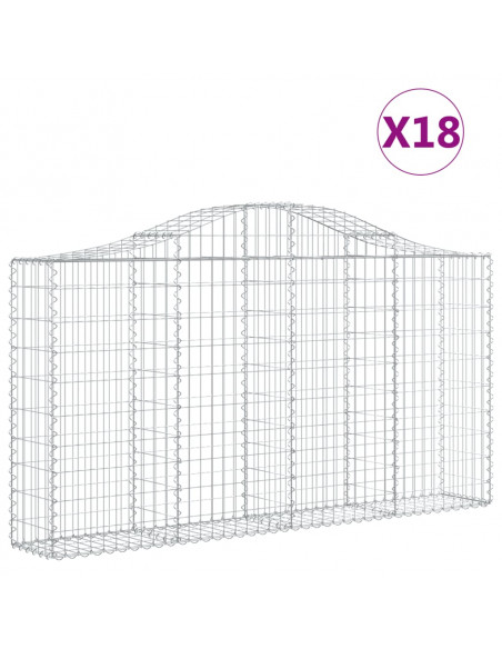 Cesti Gabbioni ad Arco 18 pz 200x30x100/120 cm Ferro Zincato