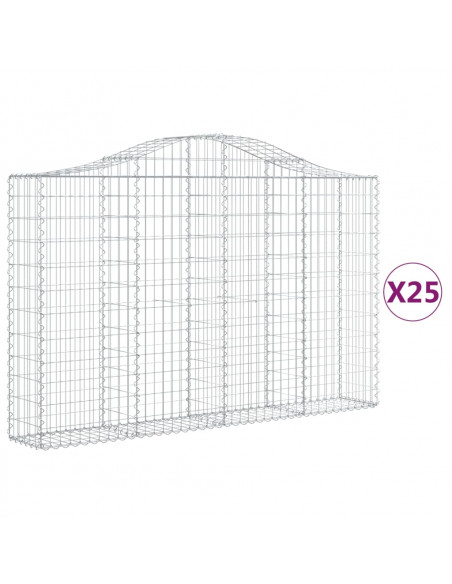 Cesti Gabbioni ad Arco 25 pz 200x30x120/140 cm Ferro Zincato