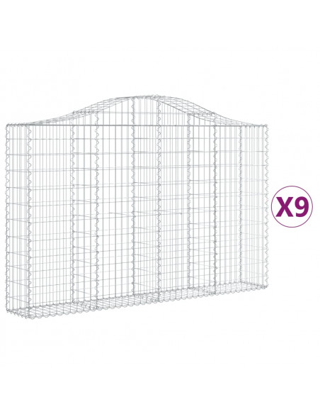Cesti Gabbioni ad Arco 9 pz 200x30x120/140 cm Ferro Zincato