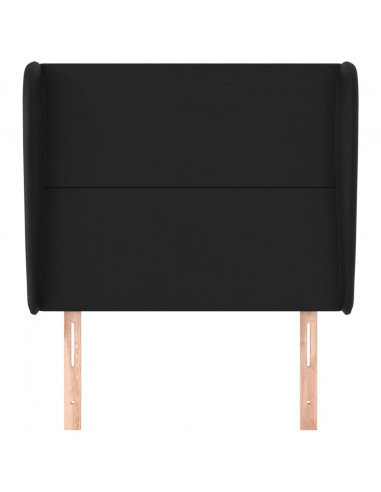 Testiera ad Orecchio Nera 93x23x118/128 cm in Similpelle