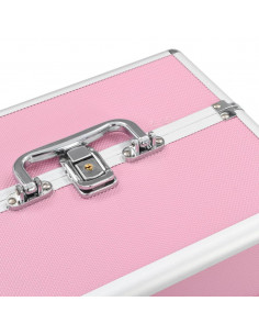 Valigia per Cosmetici 22x30x21 cm Rosa in Alluminio