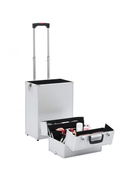 Valigia Trolley per Cosmetici in Alluminio Argento