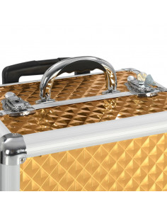 Valigia Trolley per Cosmetici 35x29x45 cm Oro in Alluminio