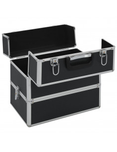 Valigia per Cosmetici 37x24x35 cm Nero in Alluminio