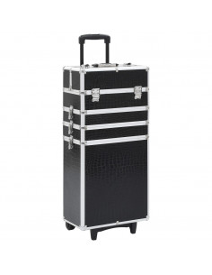 Valigia Trolley per Cosmetici Alluminio Nero Design Coccodrillo 2