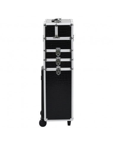 Valigia Trolley per Cosmetici Alluminio Nero Design Coccodrillo