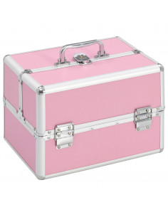 Valigia per Cosmetici 22x30x21 cm Rosa in Alluminio 2