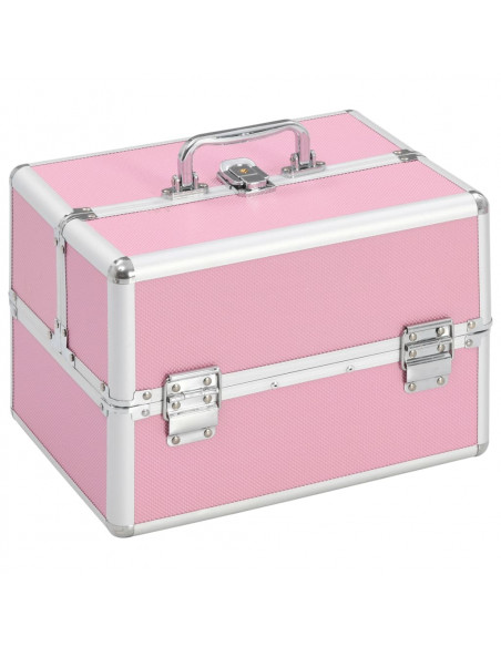 Valigia per Cosmetici 22x30x21 cm Rosa in Alluminio