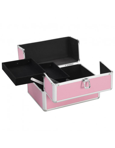 Valigia per Cosmetici 22x30x21 cm Rosa in Alluminio