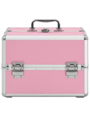 Valigia per Cosmetici 22x30x21 cm Rosa in Alluminio