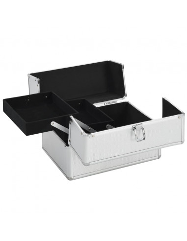 Valigia per Cosmetici 22x30x21 cm Argento in Alluminio