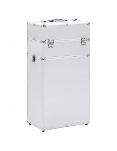Valigia Trolley per Cosmetici in Alluminio Argento